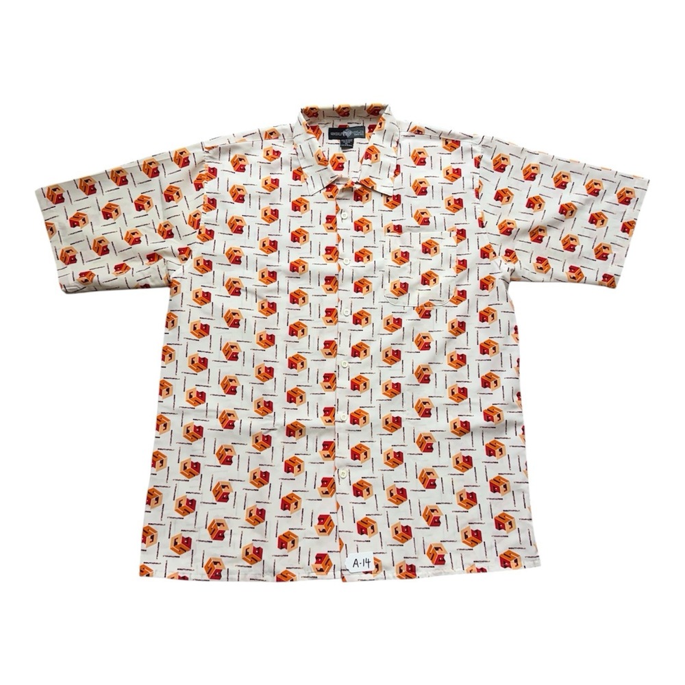 Southpole white and orange short sleeve button up shirt size XL #skaterstyle